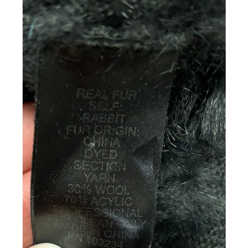 Adrienne Landau Black Fur Cardigan Size S - Picture 4 of 7
